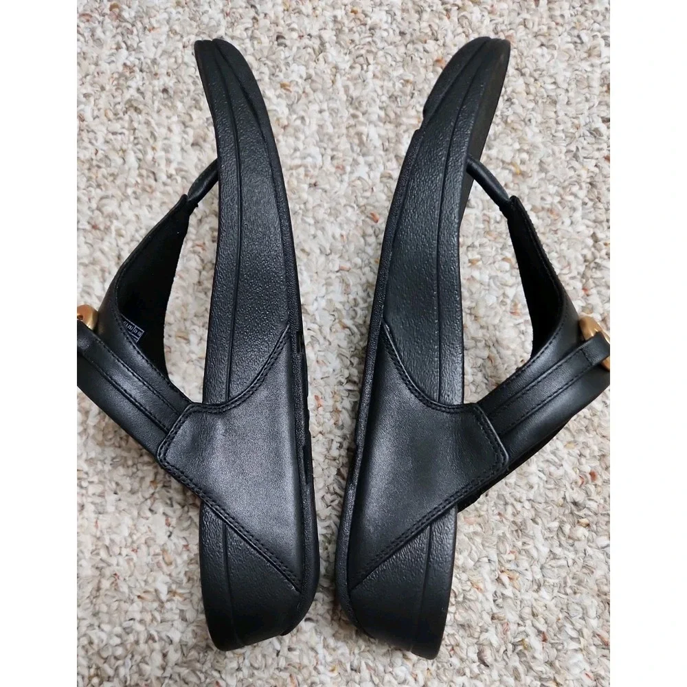 FitFlop Lulu Chunky Snaffle Leather Toe-Post Sandal Black US 10 New No‎ Box